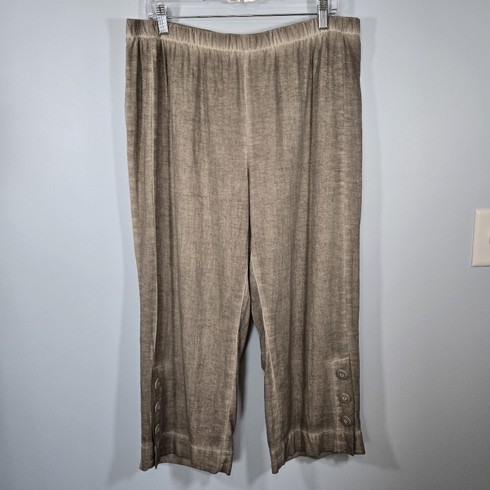 Soft Surroundings‎ Cotton Wide Leg Cropped Pants Women's Large
